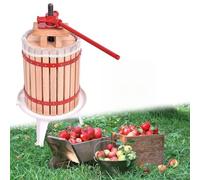 ROSEJANE Presse-fruits manuel en bois de 18 l pour pommes, raisins, baies, avec chiffon de pression et broche en fonte