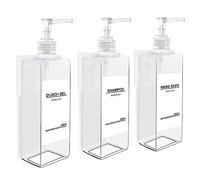Roselee Lot de 3 distributeurs de Savon Mural - sans perçage - 500 ML - avec Entonnoir et étiquettes étanches - pour Cuisine et Salle de Bain