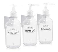 Roselee Lot de 3 distributeurs de Savon Mural - sans perçage - 500 ML - avec Entonnoir et étiquettes étanches - pour Cuisine et Salle de Bain