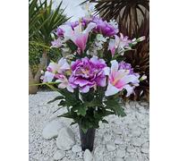 Roselynexpress Composition De Feurs Artificielles en Cône Lesté Ciment pour Une Parfaite Tenue De Votre Bouquet De Fleurs, Plus Besoin De Sable, Ce Vase en PVC se Dépose dans Un Vase Funéraire.