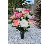 Roselynexpress Composition De Fleurs Artificielles en Cône Lesté Ciment pour Une Parfaite Tenue De Votre Bouquet De Fleurs. Dimension - Hauteur/54cm.