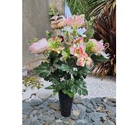 Composition De Fleurs Artificielles En Cône Lesté Ciment Pour Une Parfaite Tenue De Votre Bouquet De Fleurs Plus Besoin De Sable ce Vase en PVC se Dépose Dans Votre Vase Funéraire. Haut/58cm.