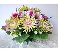 Roselynexpress Composition de Fleurs Artificielles, Lesté Ciment pour Une Parfaite Tenue à L' Extérieur. Réalisé par nos Soins, Fleurs de Qualité.