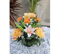 Roselynexpress Composition de Fleurs Artificielles Lesté Ciment pour Une Parfaite Tenue à L' Extérieur. Réalisé par Nos Soins, Les Fleurs sont Aussi de Très Bonne Tenue et Qualité.