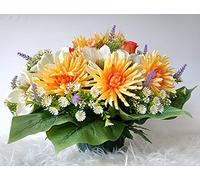 Roselynexpress Composition de Fleurs Artificielles Lesté Ciment pour Une Parfaite Tenue à L' Extérieur. Réalisé par nos Soins, Fleurs de Qualité.