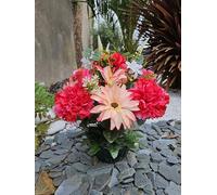 Roselynexpress Composition de Fleurs Artificielles Lesté Ciment pour Une Parfaite Tenue à L' Extérieur. Réalisé par Nos Soins, Les Fleurs sont Aussi de Très Bonne Qualité