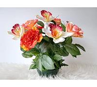 Roselynexpress Composition De Fleurs Artificielles Lesté Ciment pour Une Parfaite Tenue à L' extérieur. Réalisé par Nos Soins, Les Fleurs sont Aussi de Qualité.