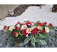 roselynexpress Composition de Fleurs artificielles lesté Ciment. Réalisé par nos Soins. Les Fleurs sont de très Bonne Tenue et qualité. Vous ne serez Pas déçus par sa résistance au Vent.