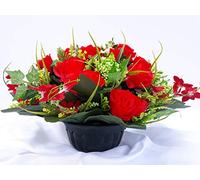 roselynexpress Composition De Fleurs Artificielles, Lesté Ciment, Réalisé par Nos Soins, Les Fleurs sont De Très Bonne qualité.