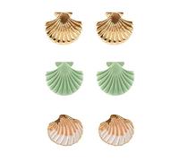 Rosemarie Collections Lot de 3 paires de boucles d'oreilles à tige pour femme Motif étoile de mer Sable Dollar Shell, 0.5 inches, Émail, Revêtement émaillé