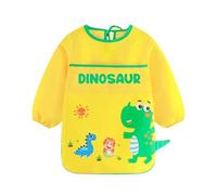 ROSEMO 46cm Tablier Dinosaure Enfant Peinture Blouse d'Art Imperméable Jaune avec Manches Longues pour Enfants 4-6 Ans Cuisine Bricolage Activités École