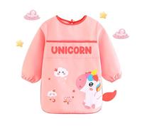 ROSEMO 46cm Tablier Licorne Fille Peinture Blouse d'Art Imperméable Rose avec Manches Longues pour Enfant 3-8 Ans Cuisine Bricolage Activités École