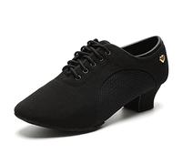 RoseMoli Chaussures de danse latine pour femme - Chaussures à lacets - Pour salle de bal - Moderne - Salsa, rythme, enseignement, pratique - Performance professionnelle - Chaussures de danse, Noir