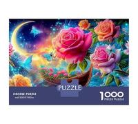 Rosen & Boot 1000 Stück Extra Dicke Karton Jigsaw Puzzle Für Erwachsene, Starry Moon, Ultra Schwierig Gehirn Training Spaß Gegenwart Aktivität Wanddekoration 70x50cm/1000pcs