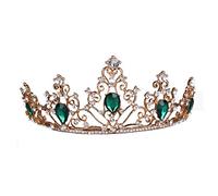 rosenice 1 Pièces Or Couronne Baroque Vert Strass Émeraude Bijoux De Décor De Mariage Princesse Couronne Diadème pour Le Mariage Bal Anniversaire Fête Fête Décoration Et