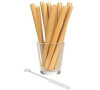 Rosenstein & Söhne : 12 pailles en bambou 13cm réutilisables avec brosse de nettoyage G