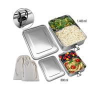 Rosenstein & Söhne 2 lunchboxes en métal avec parois de séparation - 0,8 L + 1,4 L
