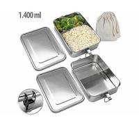 Rosenstein & Söhne 2 lunchboxes en métal avec parois de séparation - 1,4 L