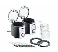 Rosenstein & Söhne Mini-friteuses 2 en 1 avec service à fondue 0,9 L 840 W 6 pers., Blanc/Noir