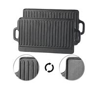 Rosenstein & Söhne 2 plaques de gril réversibles en fonte - 40 x 21 cm