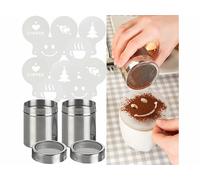 Rosenstein & Söhne 2 saupoudreuses en acier inoxydable & pochoirs