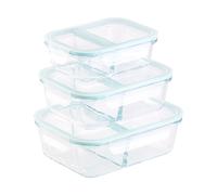 Rosenstein & Söhne 3 boîtes de conservation en verre à 2 compartiments