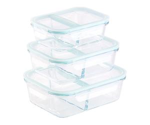 Rosenstein & Söhne 3 boîtes de conservation en verre à 2 compartiments