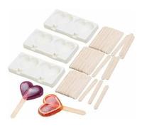Rosenstein & Söhne : 3 moules en silicone forme cœur 80 ml et 72 bâtonnets - Pour 2 glaces G