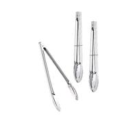 Rosenstein & Söhne 3 pinces à barbecue en acier chromé 30 cm avec extrémités crantées