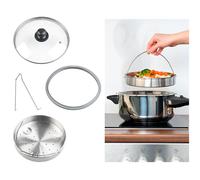 Rosenstein & Söhne : Accessoires de cuisson vapeur avec couvercle en verre, panier à étuver et support G