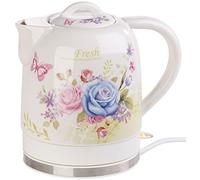 Rosenstein & Söhne Bouilloire en céramique WSK-250.rt 1,7 L 1500 W Motifs floraux
