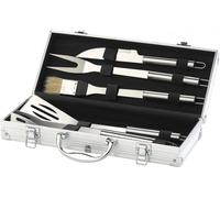 Rosenstein & Söhne Couverts à barbecue en acier inoxydable avec coffret en aluminium, 5 pièces