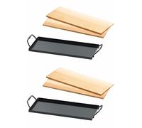 Rosenstein & Söhne Ensemble de 4 planches à fumer en bois de cèdre avec 2 plaques en métal