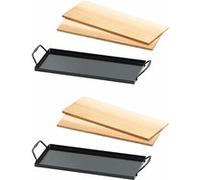 Rosenstein & Söhne : Ensemble de 4 planches à fumer en bois de cèdre avec 2 plaques en métal G