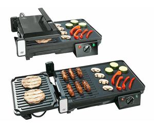 Rosenstein & Söhne Grille-viande & plancha électrique de table 2 en 1, 2000 W