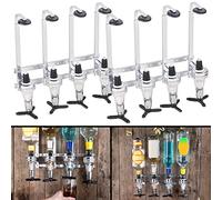 Rosenstein & Söhne Lot de 2 porte-bouteilles et doseurs en aluminium - 4 compartiments - Montage mural (porte-bouteilles d'alcool, avec doseur, décapsuleur)