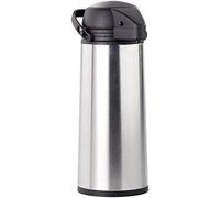 Rosenstein & Söhne Carafe isotherme à pompe 1,9 L Gris – Acier inoxydable, verre renforcé, plastique