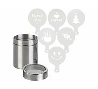 Rosenstein & Söhne Saupoudreuse en acier inoxydable & pochoirs