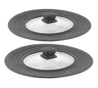 Rosenstein & Söhne Set de 2 couvercles universels en verre et silicone Ø 18 à 28 cm