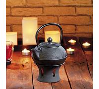 Rosenstein & Söhne Théière asiatique et réchaud en fonte - Service à thé complet - Motif 'Arare' - Noir - 0.9 litre