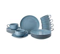 Rosenthal Joyn Denim Blue Service de 18 pièces en porcelaine, assiettes, tasses combinées et soucoupes, look léger et naturel, touche moderne et urbaine, passe au lave-vaisselle et au micro-ondes