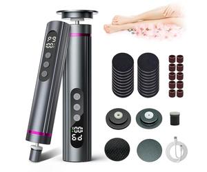 RoserRose 3 en 1 Rapeuse Pieds Électrique, 9 Vitesses Réglables avec Affichage, Batterie 2000mAh, Râpe Electrique Pied pour Éliminer Les Callosités, Épiler et Soigner Les Ongles (Gris)