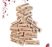 RoserRose Adulte Jeux à Empiler - 48 Blocs en Bois avec Défis Audacieux - Tour de Blocs Empilables en Bois - Jeu de Société Adultes pour Couples - Cadeau Romantique Anniversaire & Saint-Valentin