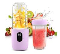 RoserRose Blender Portable, Presse-Agrumes éLectrique Portable Avec Affichage NuméRique, Batterie De 1500 Mah, Utilisation Sans Fil, TêTe De Coupe En Acier Inoxydable (Sus) à 16 Lames - Violet