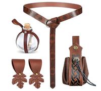 RoserRose Costume de nécromancien d'Halloween, vêtement médiéval, avec biberon de potion magique de 250 ml, ceinture médiévale, boucle de ceinture, pour cosplay, magicien, costume de sorcière