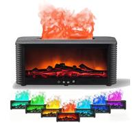 RoserRose Diffuseur Huiles Essentielles Cheminée - Fausse Cheminée avec Effet Flamme Réaliste, 4-in-1 Diffuseur Parfum Maison, 7 Modes Lumineux & Télécommande, 150ml pour Salon Chambre