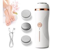 RoserRose Dissolvant de callosités électrique à 2 niveaux réglables avec 3 têtes de meulage en acier inoxydable, kit électrique pour callosités, pieds fissurés et secs, blanc