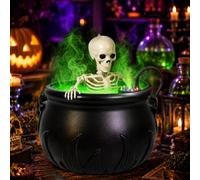 RoserRose Ensemble De Chaudron De SorcièRe d'halloween avec NéBuliseur à Ultrasons, Figurine Squelette Mobile Et LumièRes Rvb, Mini Machine à Brouillard pour DéCoration d'halloween, Accessoires De