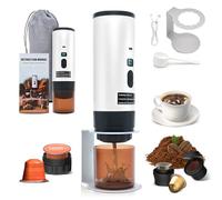 RoserRose Machine à Café Portable, Machine à Café de Voyage - Sans Fil & Auto-Chauffante - Avec Batterie 7800mAh, Fonction de Charging USB-C & Pressions 20 Bar - Compatible NS/DG (Blanc)