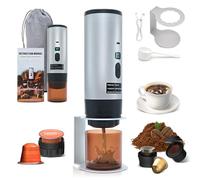 RoserRose Machine à Café Portable, Machine à Café de Voyage - Sans Fil & Auto-Chauffante - Avec Batterie 7800mAh, Fonction de Charging USB-C & Pressions 15 Bar - Compatible NS/DG (Gris)